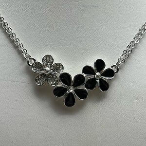 Black and Silver Floral Necklace